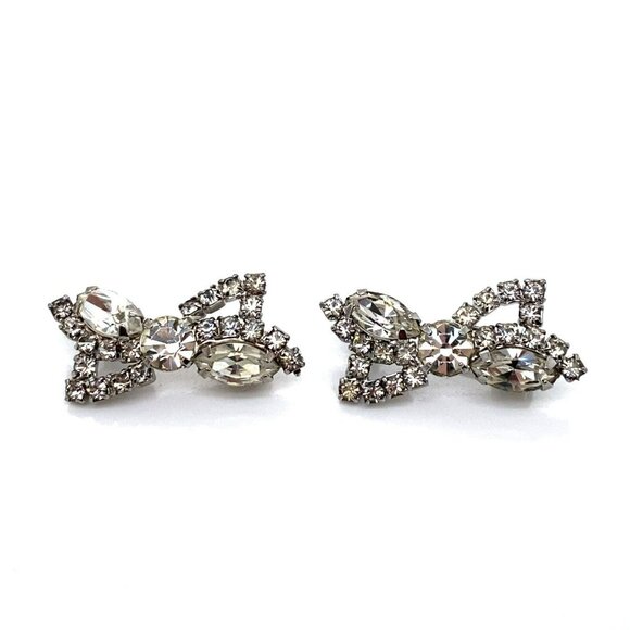 VTG Estate Costume Silver & Clear‎ Rhinestone Bow Shoe or Scarf Pins! 27 - Picture 1 of 6